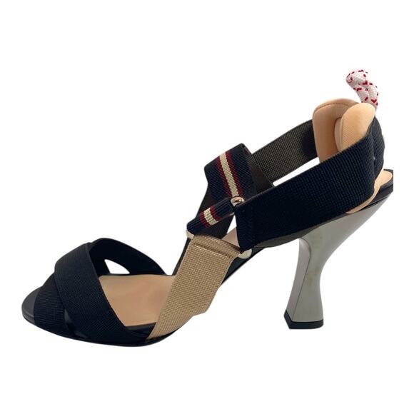 Fendi Colibrì Multi NIB Nylon Strappy EU 39 1/2 US 9.5 Slingback Heels Sandals - Picture 9 of 15